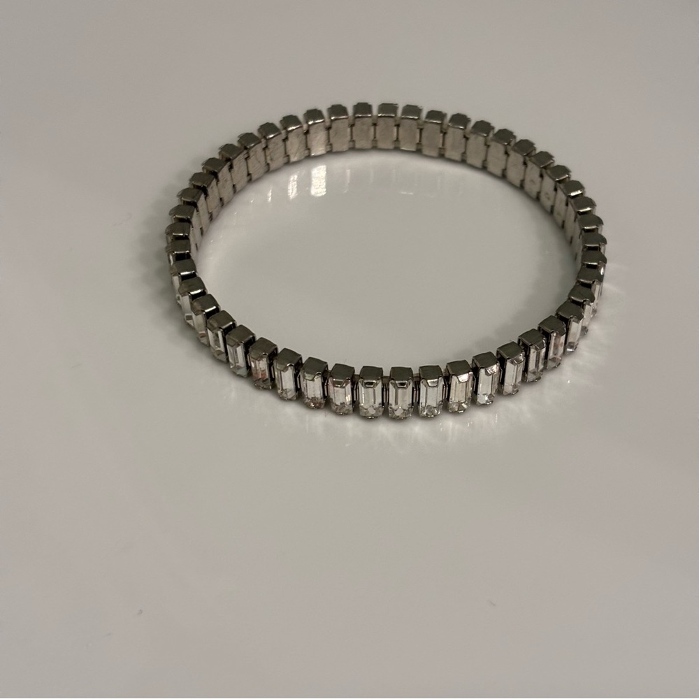 Touchstone Crystal Luxe Silver Night Stretch Bracelet Baguette Crystal - Picture 6 of 10